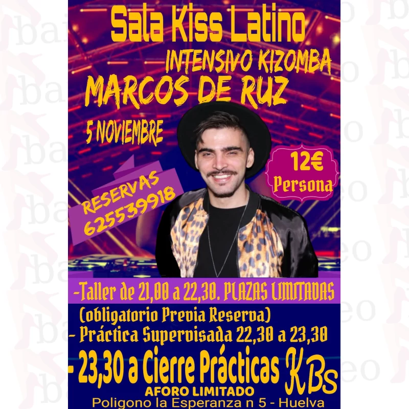 Bailoteo Intensivo Kizomba Taller y Social por Marcos de Ruz en Sala Kiss Latino