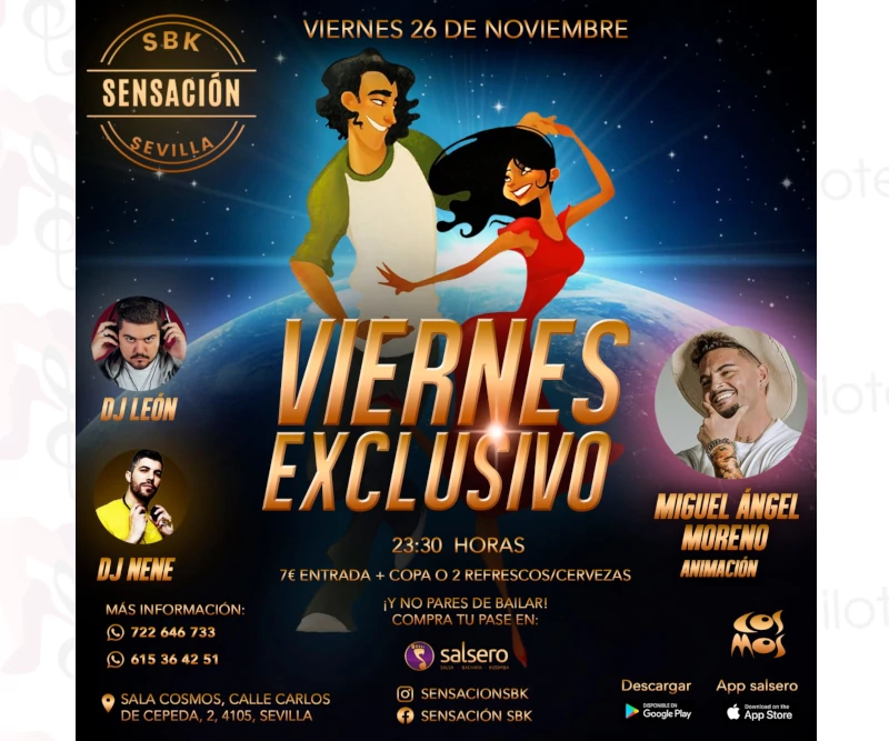 Bailoteo Sensación SBK con Dj León y Dj Nene en Cosmos el viernes 26 de Noviembre 2021