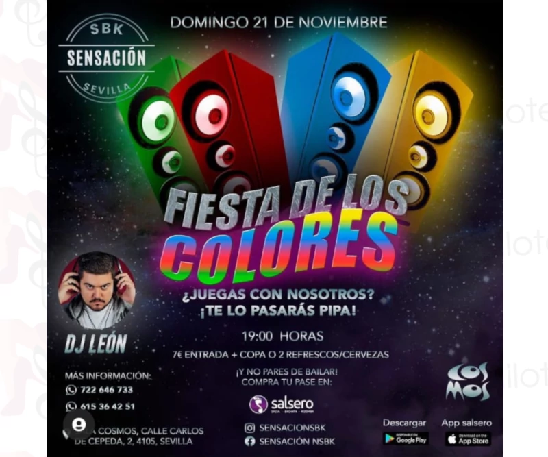 Bailoteo Fiesta de los colores en Sensación SBK con Dj León en Cosmos