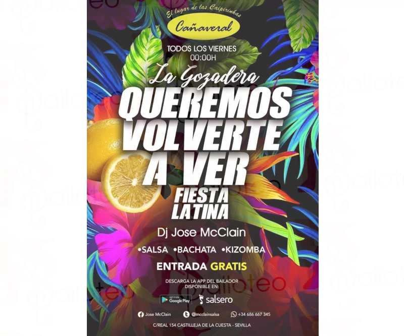 Bailoteo Fiesta Latina SBK con Dj Jose McClain en Cañaveral el Viernes 17 de Diciembre 2021
