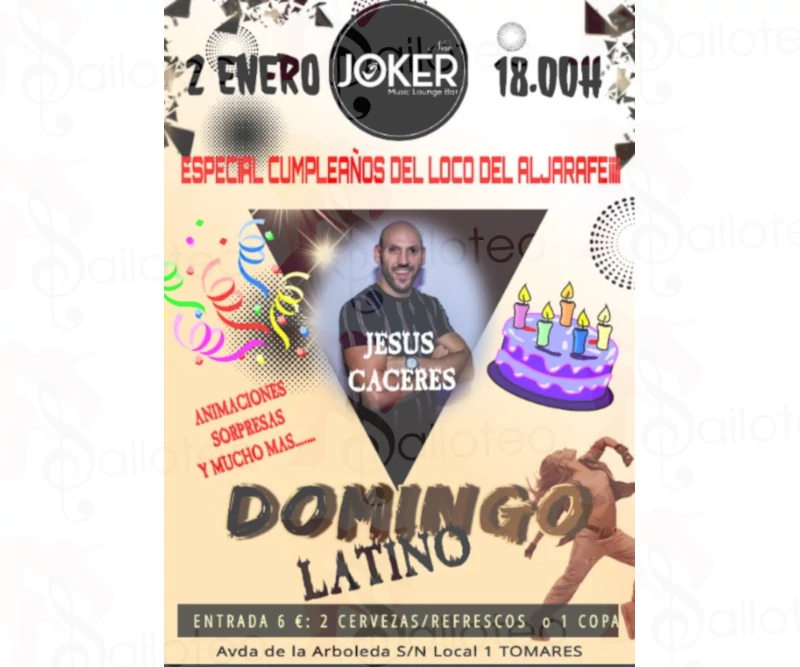 Bailoteo Domingo Latino especial Cumpleaños en Joker el Domingo 2 de Enero 2022