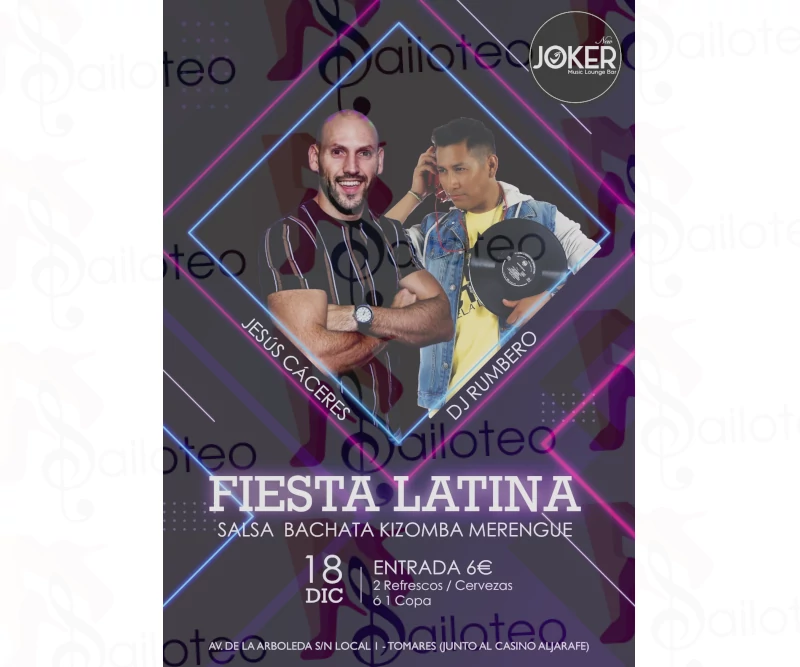 Bailoteo Fiesta Latina SBK Merengue con Dj rumbero en Joker el Sábado 18 de Diciembre 2021