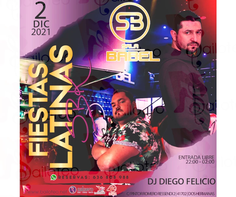 Bailoteo Fiestas Latinas SBK con Arlu y Dj Diego Felicio en Sala Babel el 2 de Diciembre 2021