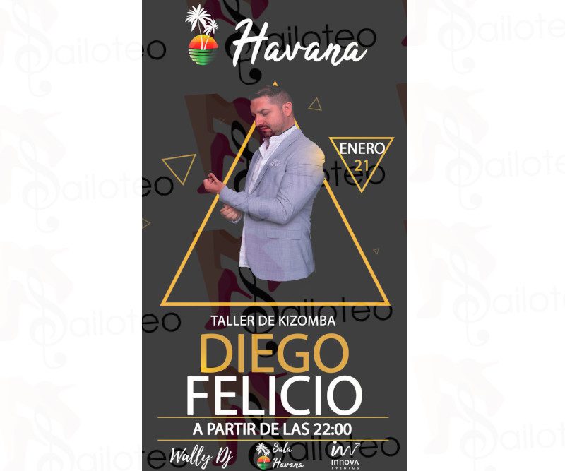 Bailoteo Taller de Kizomba por Diego Felicio en Sala Havana el Viernes 21 de Enero 2022