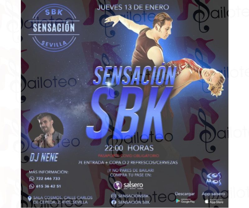 Bailoteo Sensación SBK en Sala Cosmos con Dj Nene el Jueves 13 de Enero 2022