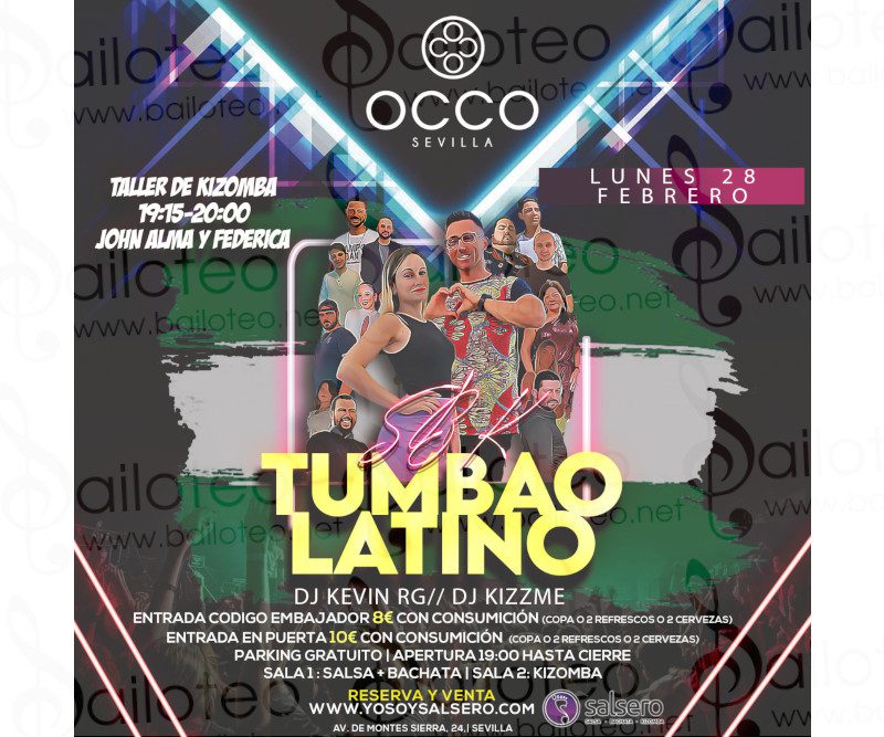 Bailoteo Tumbao Latino SBK en Occo con taller de kizomba por Federica y John Alma el Lunes 28 de Febrero 2022