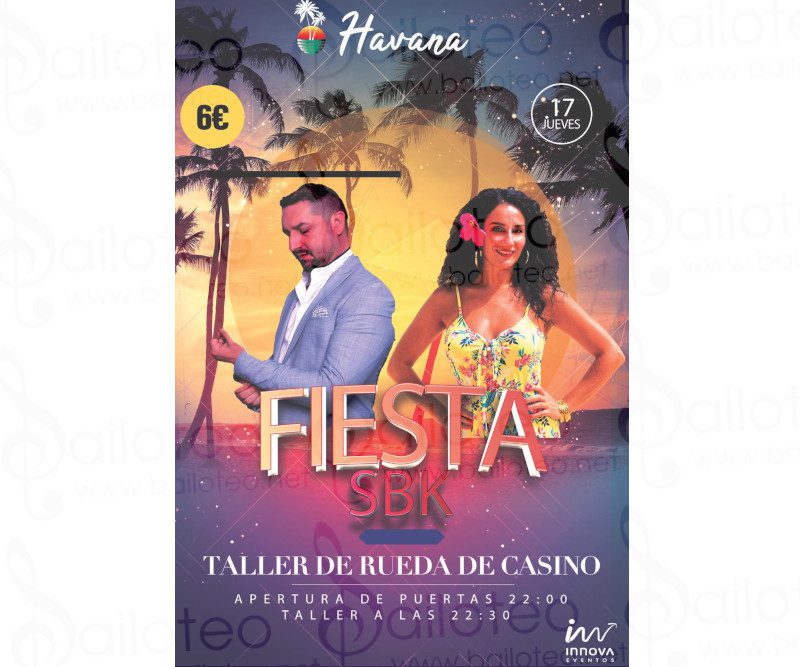 Bailoteo Fiesta SBK con Taller Rueda Casino en Sala Havana el Jueves 17 de Febrero 2022