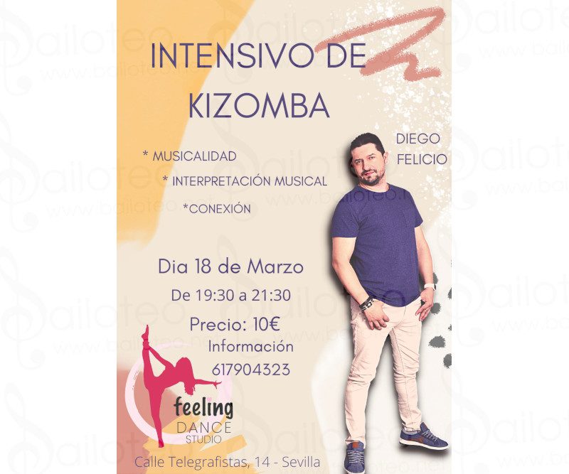 Bailoteo Intensivo Kizomba por Diego Felicio en Feeling Dance Studio el Viernes 18 de Marzo 2022