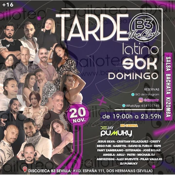 Bailoteo Tardeo Latino en B3 el Domingo 20 de Noviembre 2022