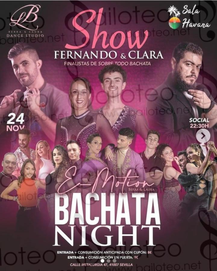 Bailoteo E-motion Bachata Night con Show en Sala Havana el Jueves 24 de Noviembre 2022