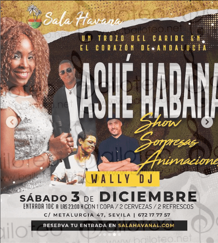 Bailoteo Ashé Habana en Sala Havana el Sábado 3 de Diciembre 2022