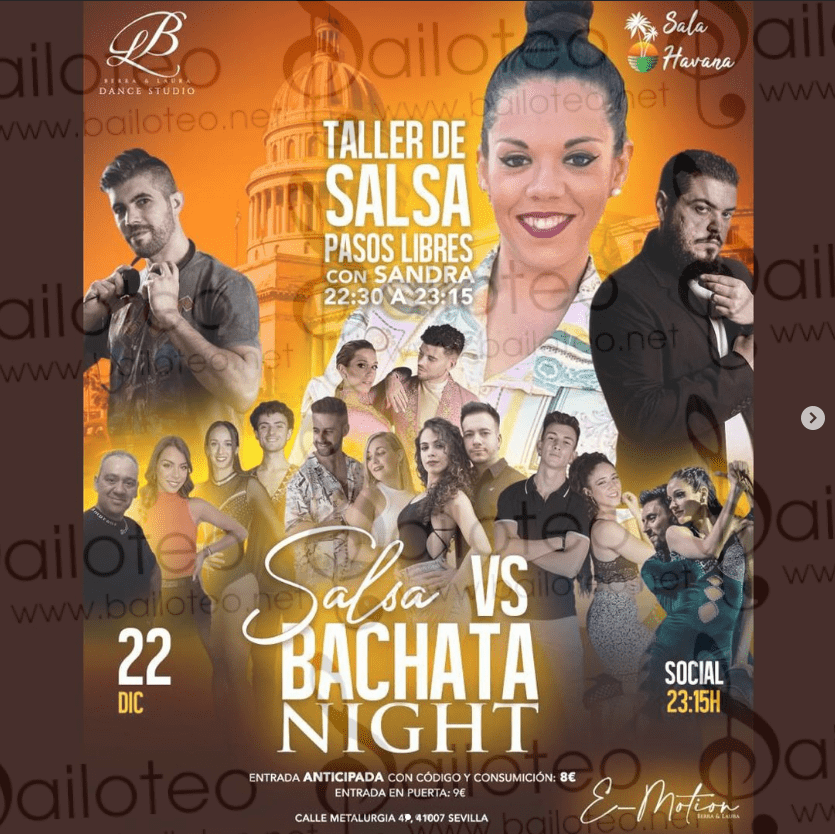 Bailoteo Salsa vs Bachata Night en Sala Havana el Jueves 22 de Diciembre 2022