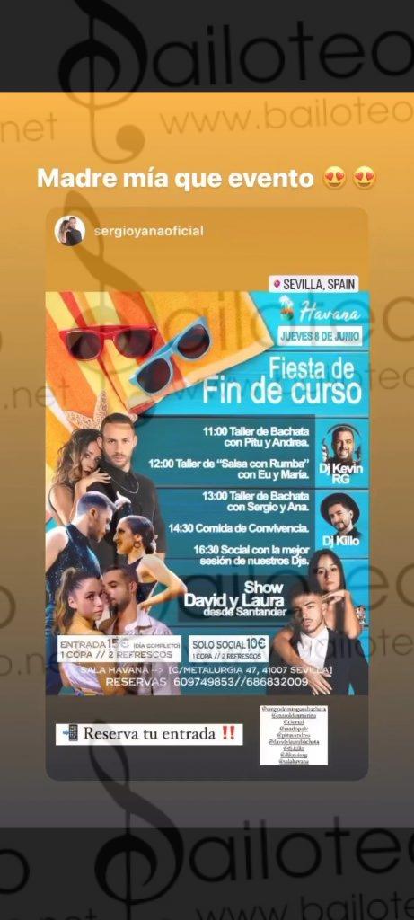 Bailoteo Fiesta Fin de Curso Sala Havana 8 Junio Convivencia con show, talleres y social