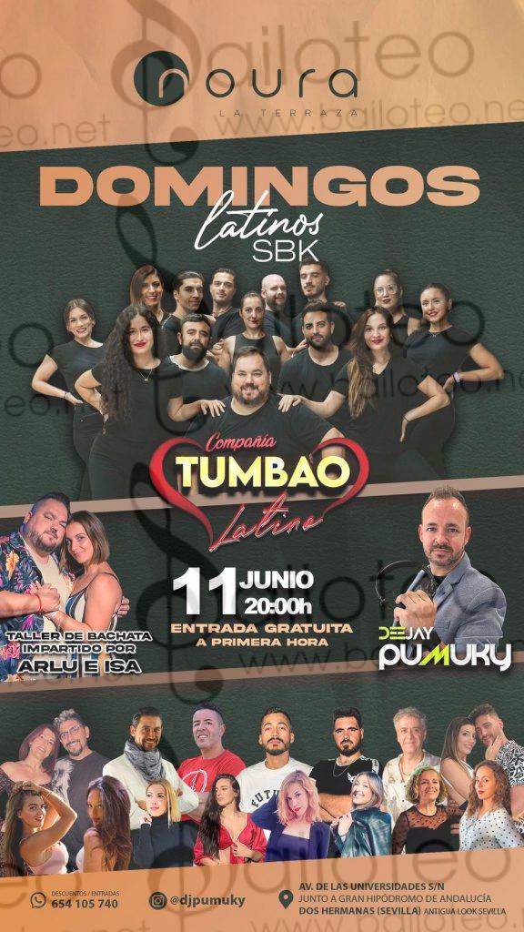 Bailoteo Domingos latinos SBK 11 Junio en Noura la terraza con Show compañía Tumbao latino