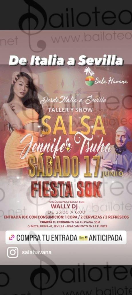 Bailoteo Fiesta SBK sábado 17 Junio Sala Havana con taller y show de salsa a cargo de Jennifer Tsuha