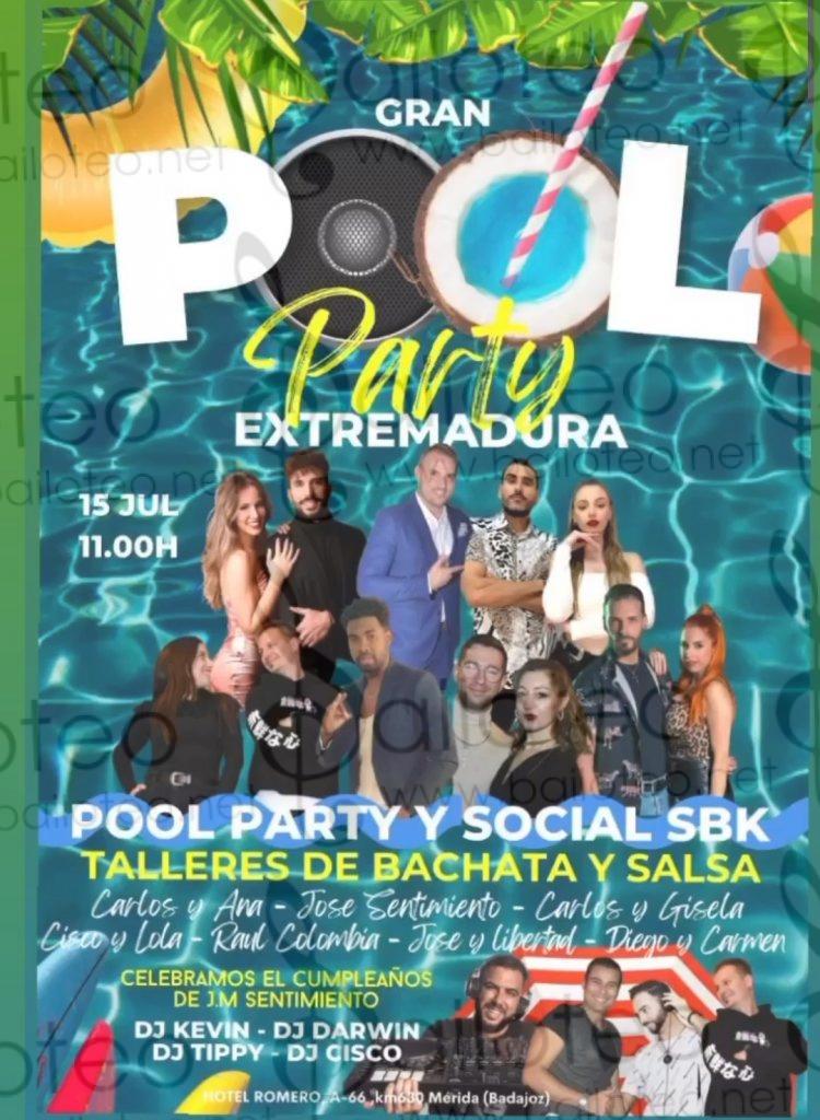 Bailoteo Gran Pool PARTY Extremadura y Social SBK Sábado 15 Julio en Hotel Romero con DJ Kevin DG