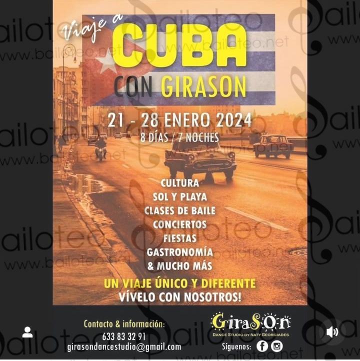 Bailoteo Viaje a Cuba con Girason del 21 al 28 Enero del 2024