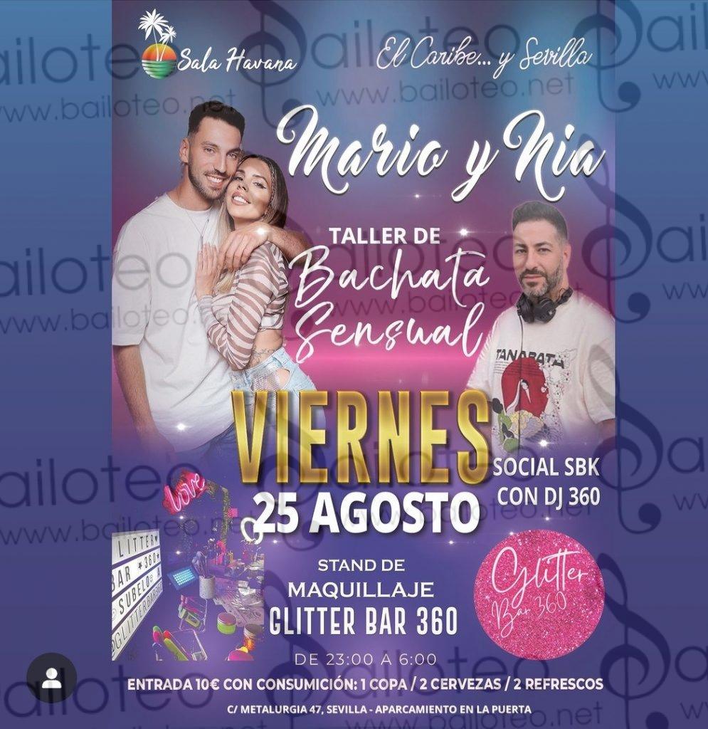Bailoteo Fiesta SBK Viernes 25 Agosto en sala Havana con taller de bachata de Mario y Nia