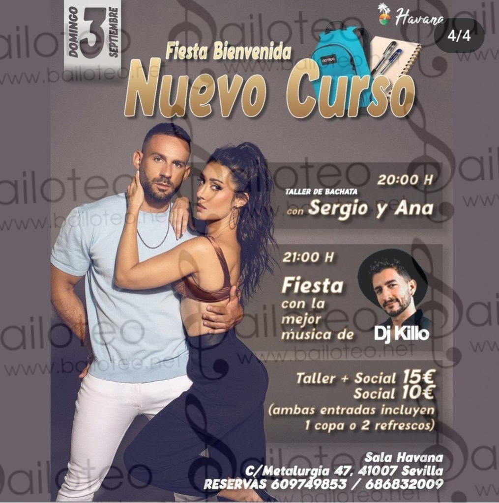 Bailoteo Fiesta bienvenida nuevo curso Domingo 3 Septiembre en sala Havana con taller de Sergio y Ana