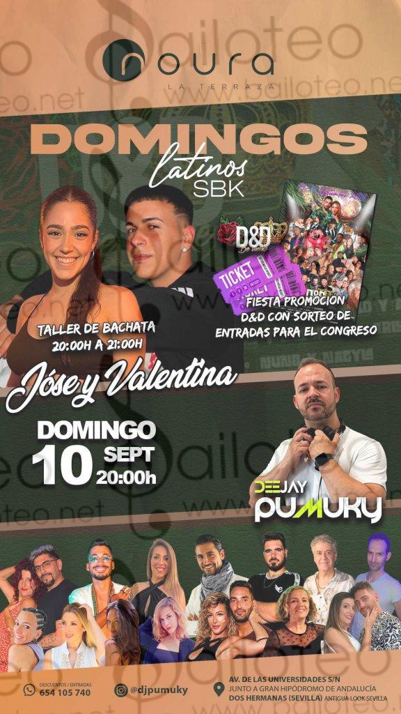 Bailoteo Domingos Latinos SBK 10 Septiembre en Noura Terraza con taller de bachata por José y Valentina