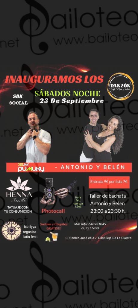 Bailoteo Inaguracion Fiesta SBK Sábado 23 Septiembre en sala Danzón con taller de Antonio y Belen