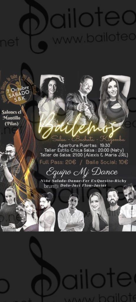 Bailoteo Bailemos Sábado 7 Octubre en Pilas con 2 talleres de salsa
