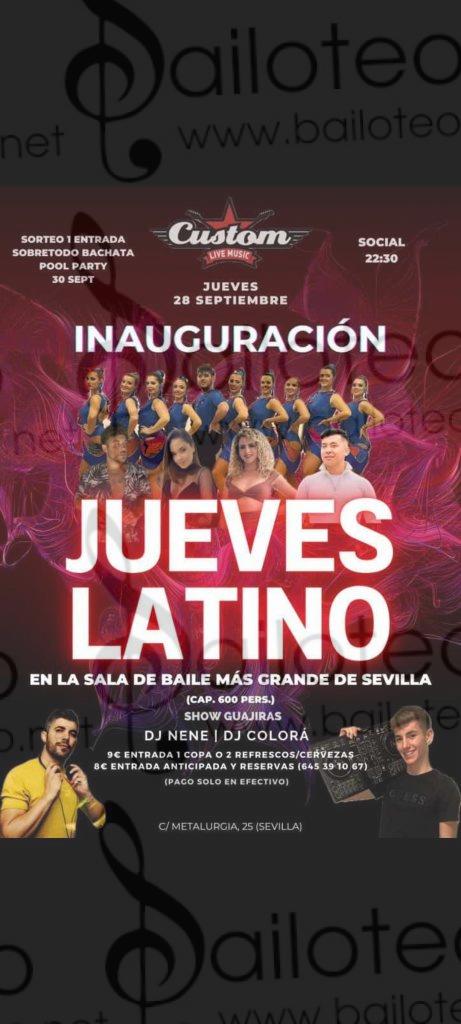 Bailoteo Jueves latino Inaguracion 28 Septiembre en sala Custom con actuación de Guajiras