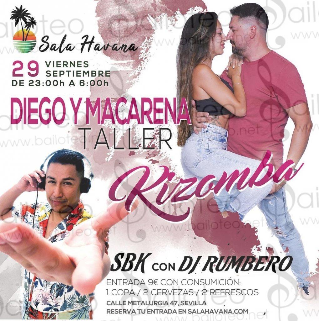 Bailoteo Fiesta SBK Viernes 29 Septiembre en sala Havana con taller de Kizomba por Diego y Macarena