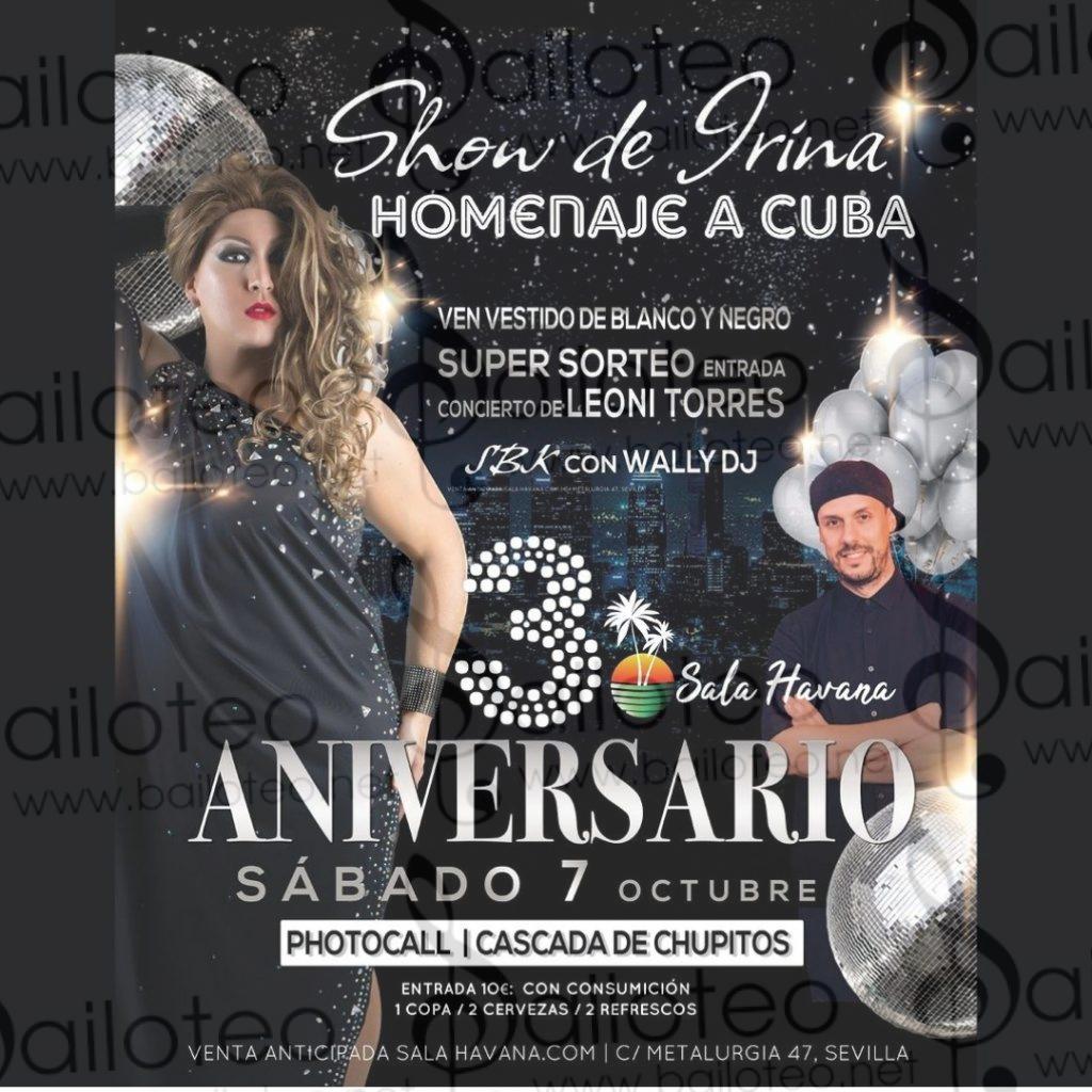 Bailoteo Fiesta homenaje a Cuba Sábado 7 Octubre en sala Havana con Show de Irina