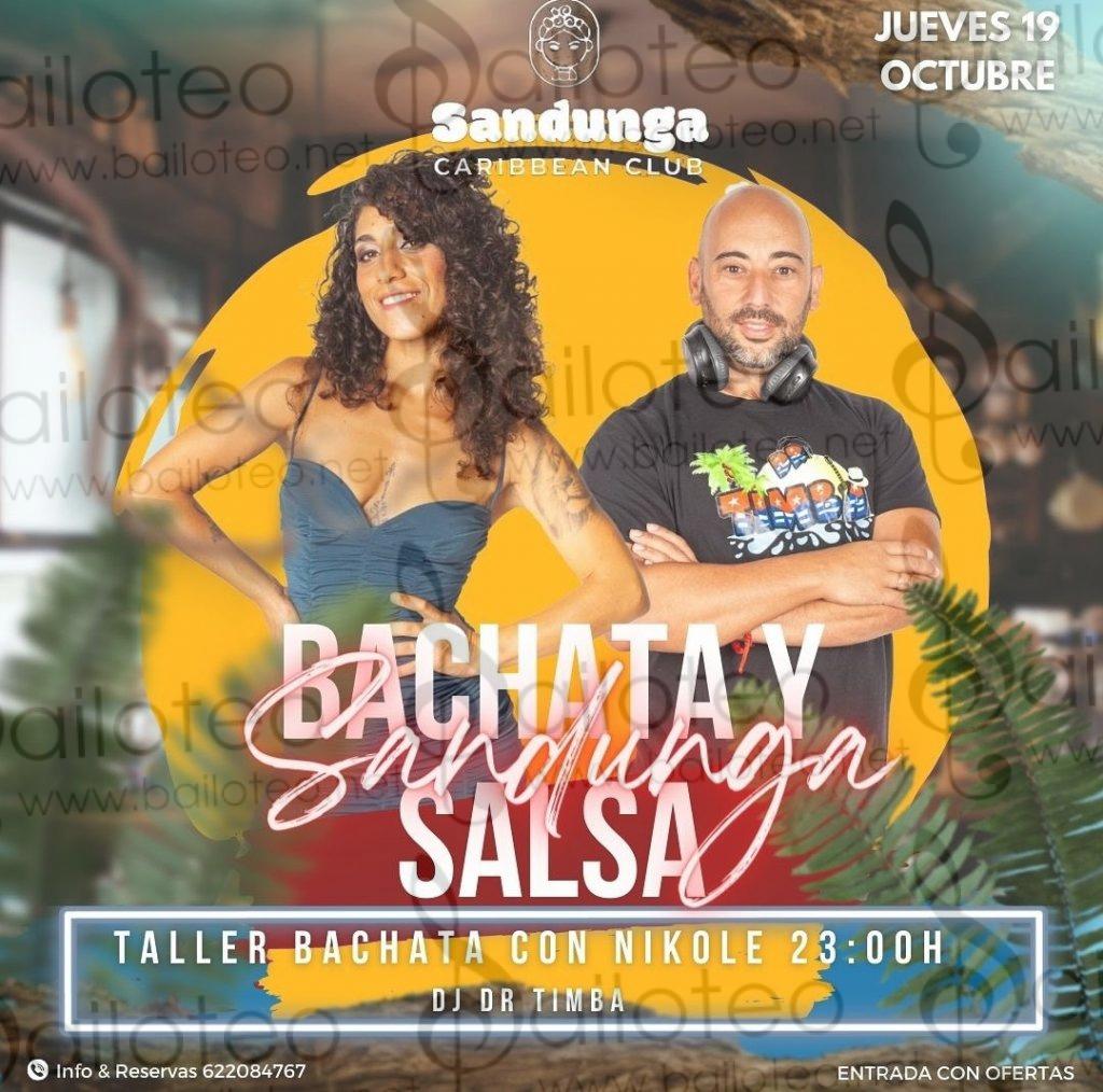 Bailoteo Fiesta SBK jueves 19 Octubre en Sandunga Caribbean club con taller de bachata por Nikole
