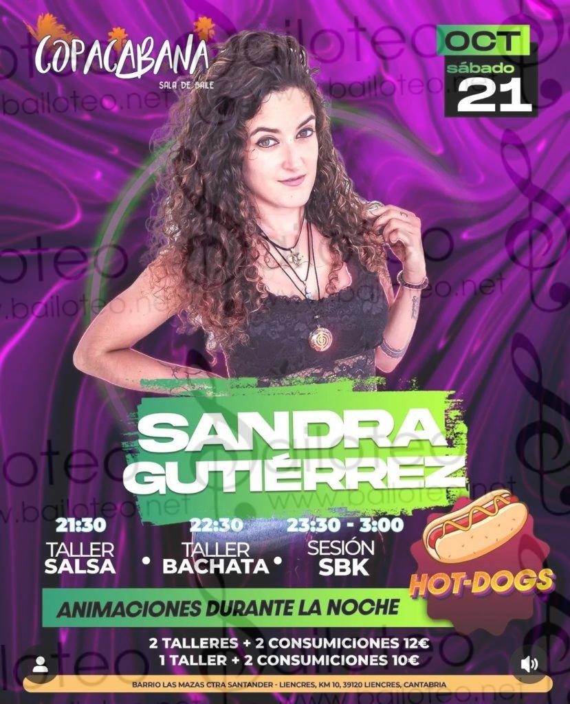 Bailoteo Fiesta SBK Sábado 21 Octubre en sala Copacabana con talleres impartidos por Susana Gutiérrez