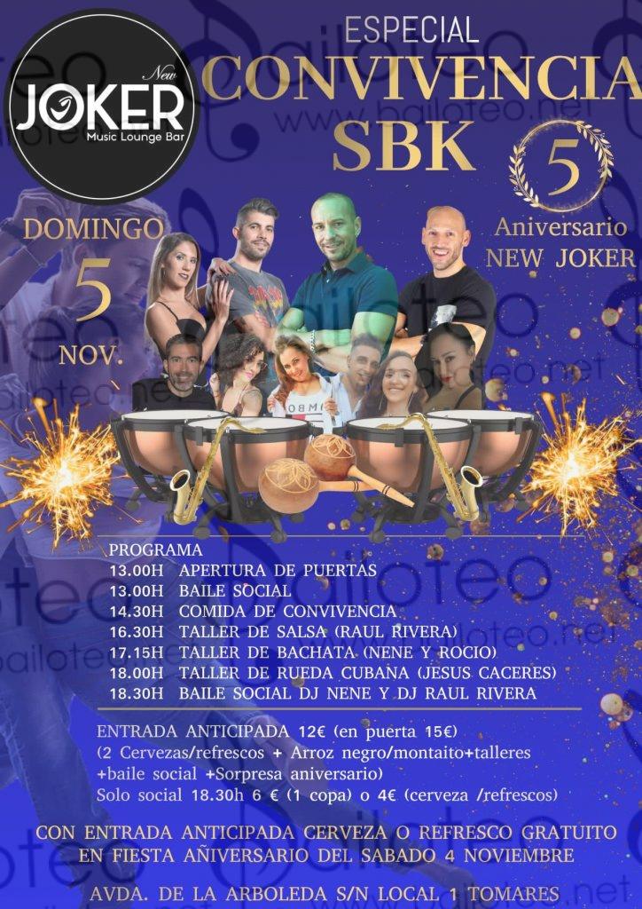 Bailoteo Especial convivencia SBK 5 Aniversario Domingo 5 Noviembre en Joker con talleres, comida y social