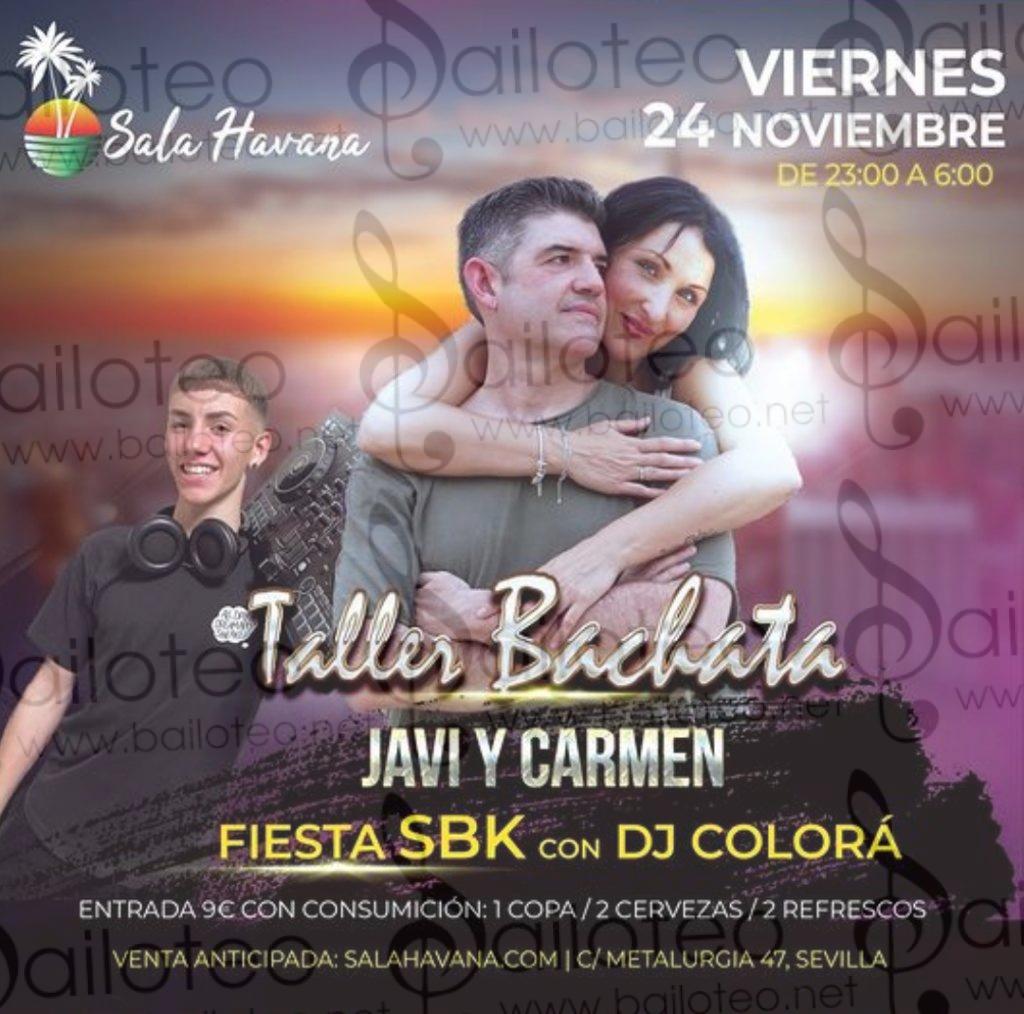 Bailoteo Fiesta SBK Viernes 24 Noviembre en sala Havana con taller de bachata por Javi y Carmen