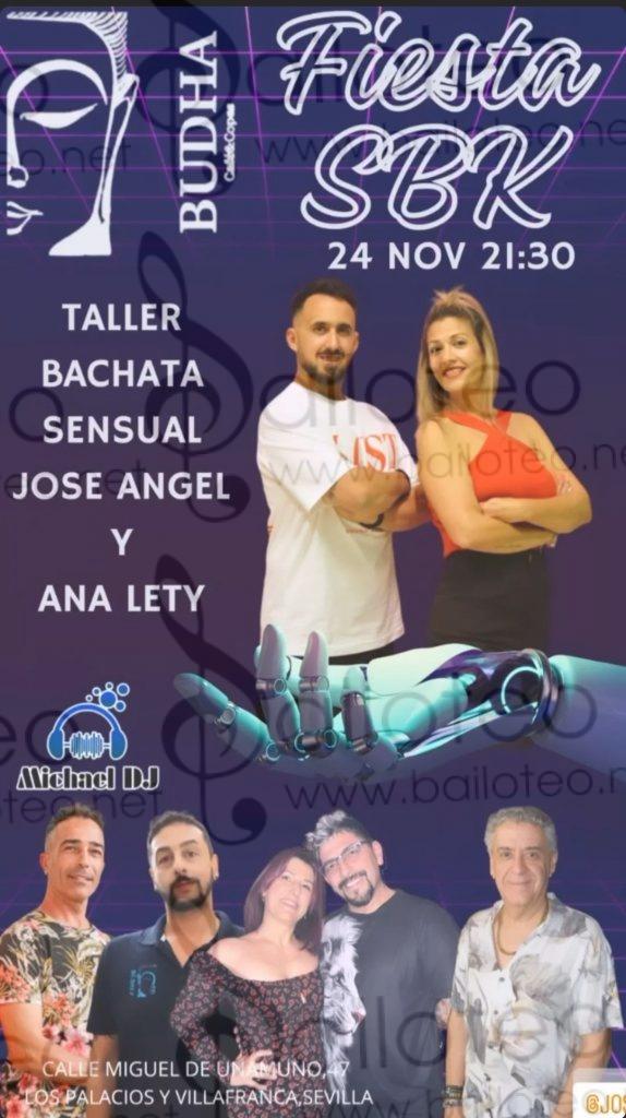 Bailoteo Fiesta SBK Viernes 24 Noviembre en sala Buhda con taller de bachata por José Ángel y Ana Lety