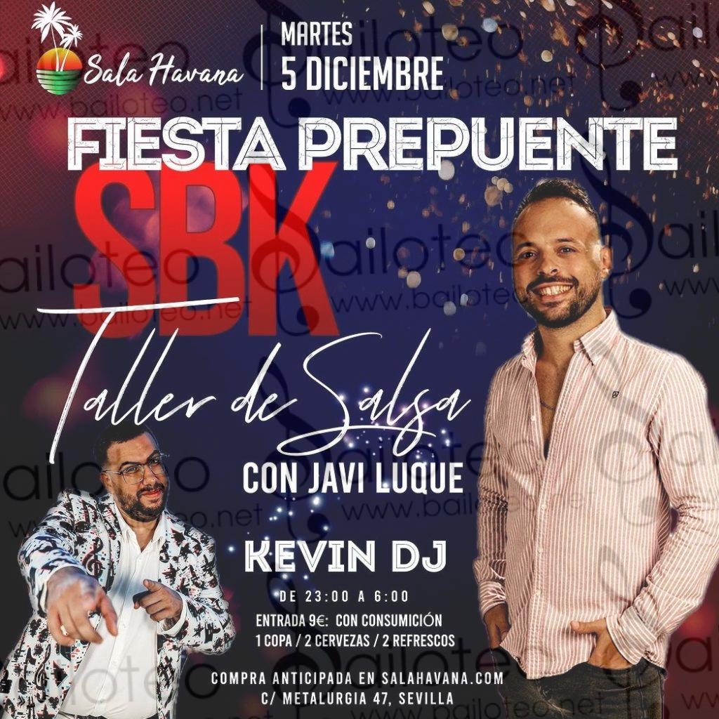 Bailoteo Fiesta pre puente SBK Martes 5 Diciembre en sala Havana con taller de salsa por Javi Luque