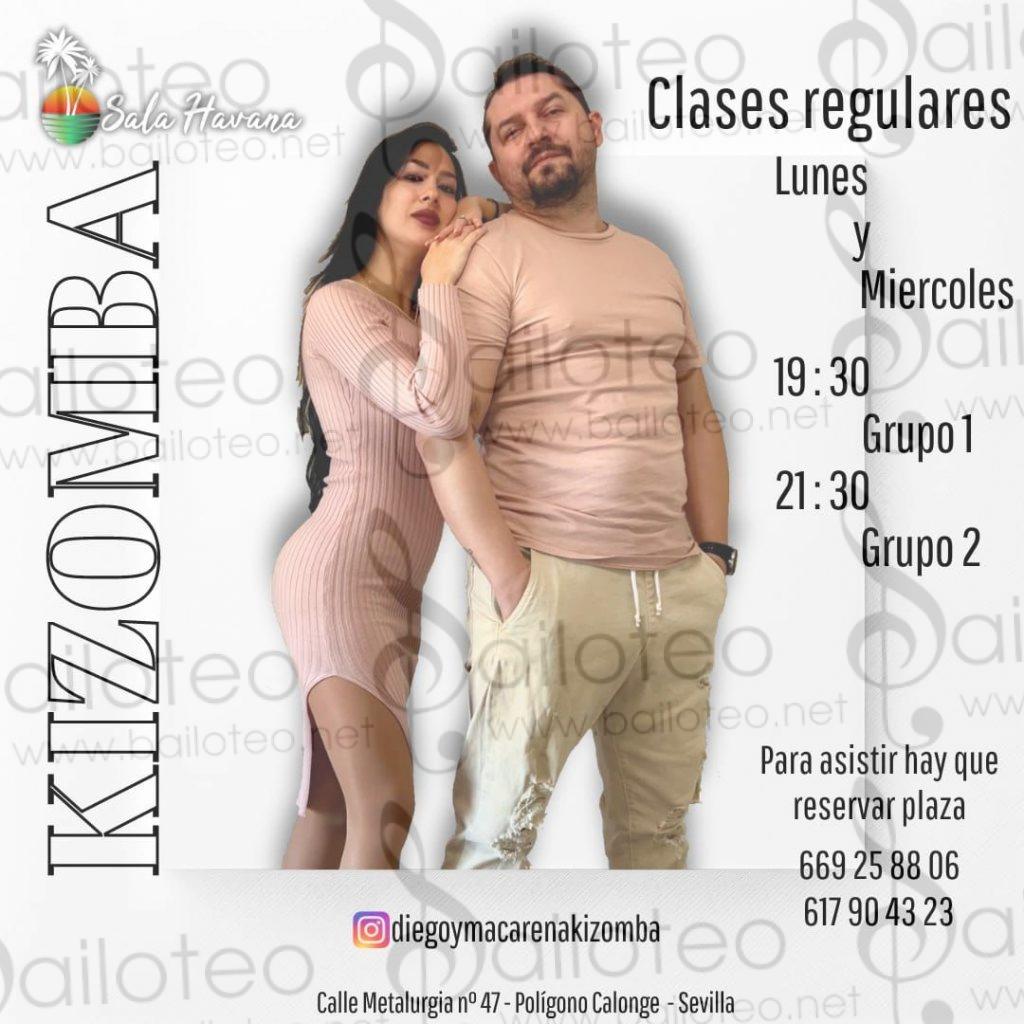 Bailoteo Clases regulares de Kizomba en sala Havana por Diego y Macarena