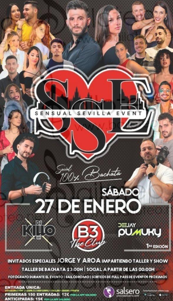 Bailoteo Sensual Sevilla Event Sábado 27 Enero en discoteca B3 con taller y show de Jorge y Aroa desde Barcelona