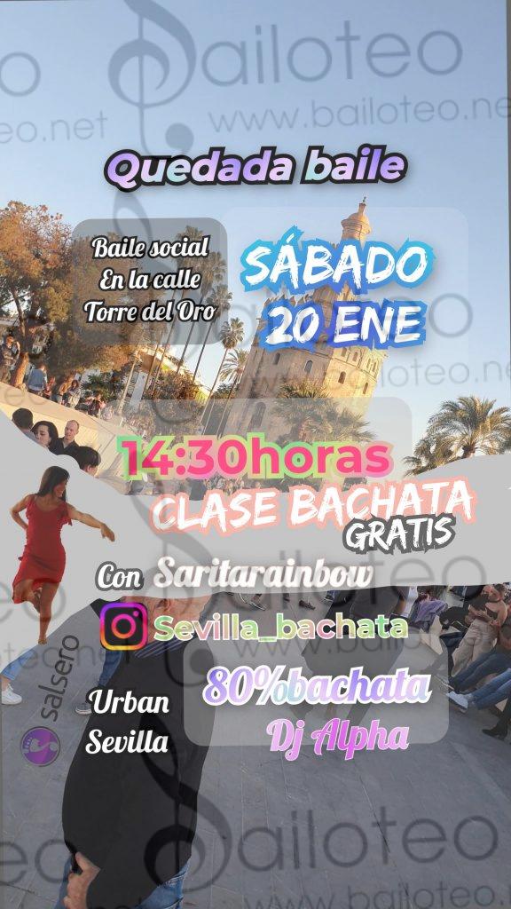 Bailoteo Urban Sevilla Sábado 20 Enero en la torre del oro con taller de bachata gratis por Saritarainbow