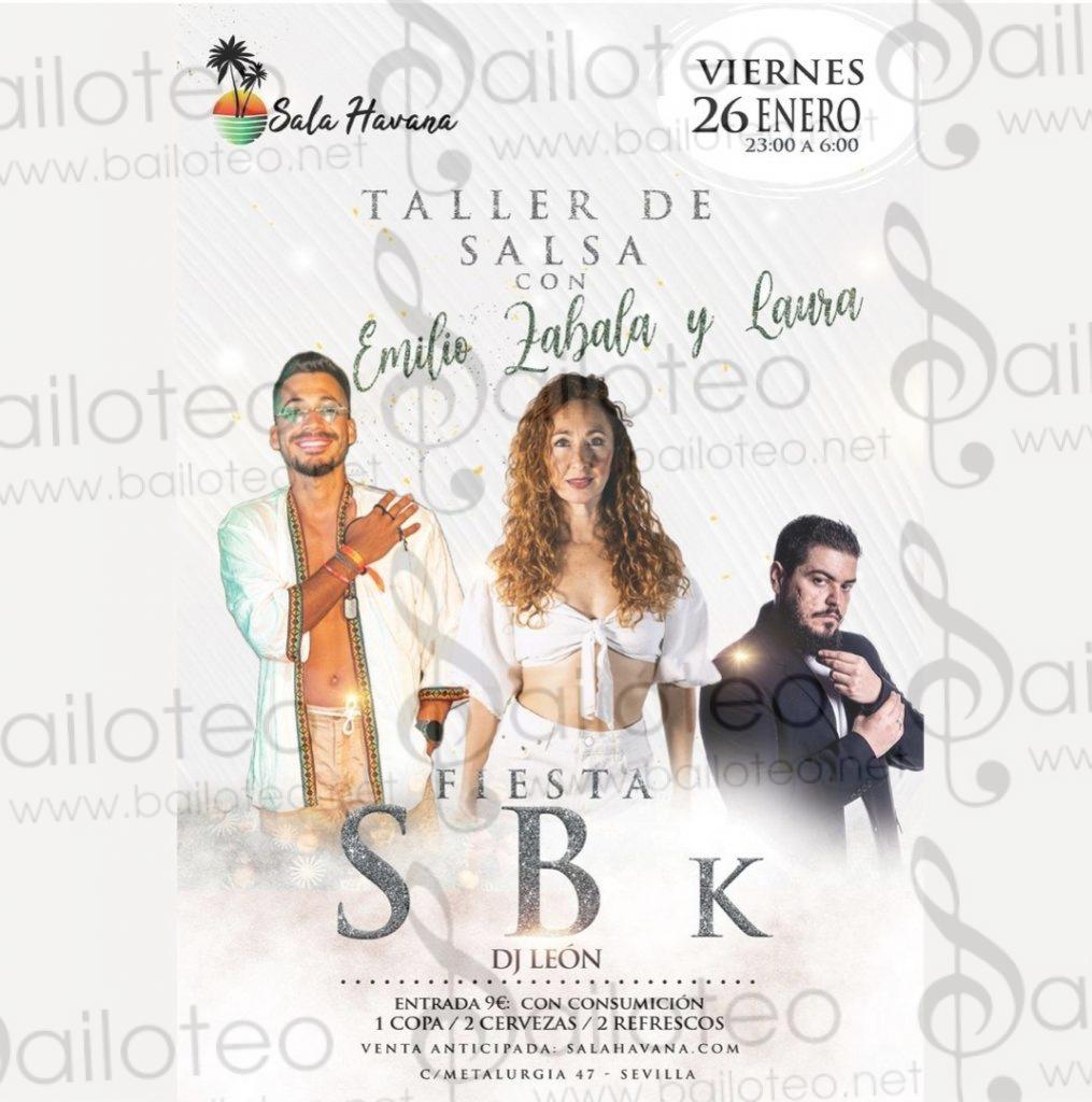 Bailoteo Fiesta SBK Viernes 26 Enero en sala Havana con taller de salsa por Emilio Zabala y Laura