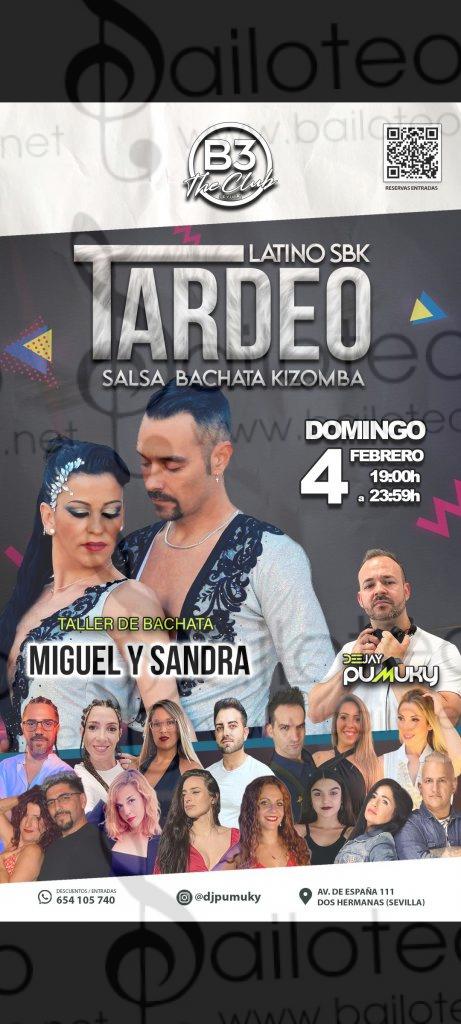 Bailoteo Tardeo latino Domingo 4 Febrero en discoteca B3 con taller de bachata por Miguel y Sandra