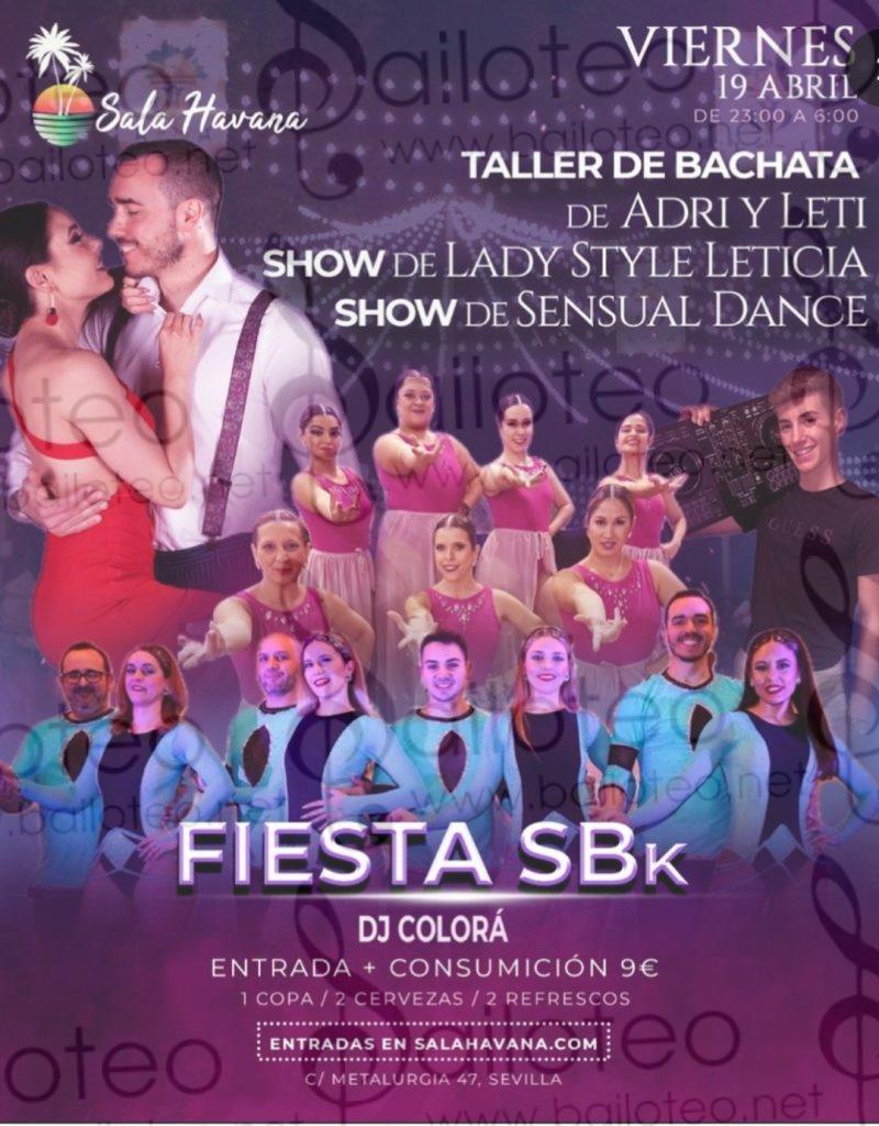 Bailoteo Fiesta SBK Viernes 19 Abril en sala Havana con taller de bachata por Adri y Leti